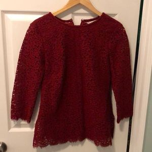 Boden Deep Red Lace Top Sz 8